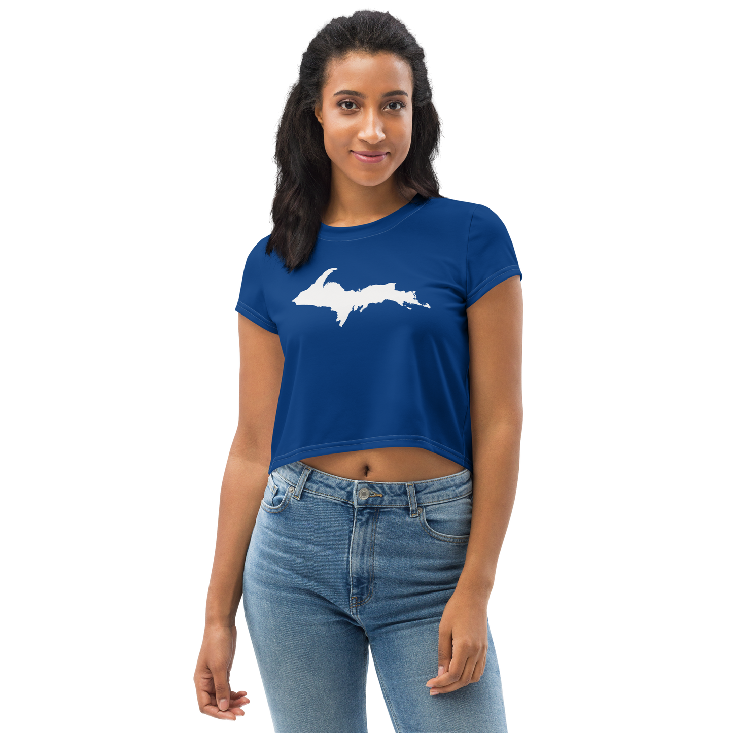 Michigan Upper Peninsula Crop Top (w/ UP Outline) | Sporty - Dearborn Blue