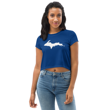 Michigan Upper Peninsula Crop Top (w/ UP Outline) | Sporty - Dearborn Blue