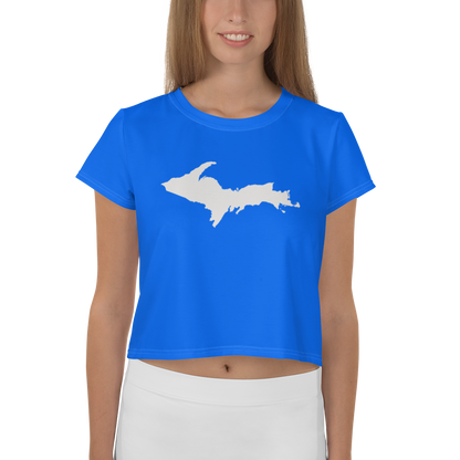 Michigan Upper Peninsula Crop Top (w/ UP Outline) | Sporty - Motor Town Blue