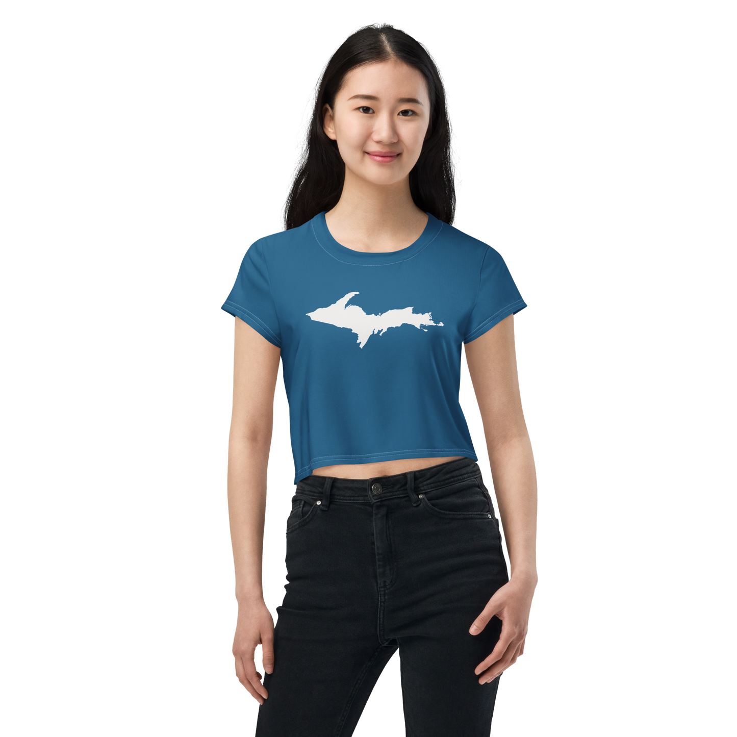 Michigan Upper Peninsula Crop Top (w/ UP Outline) | Sporty - Blueberry