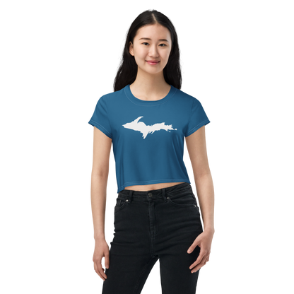 Michigan Upper Peninsula Crop Top (w/ UP Outline) | Sporty - Blueberry