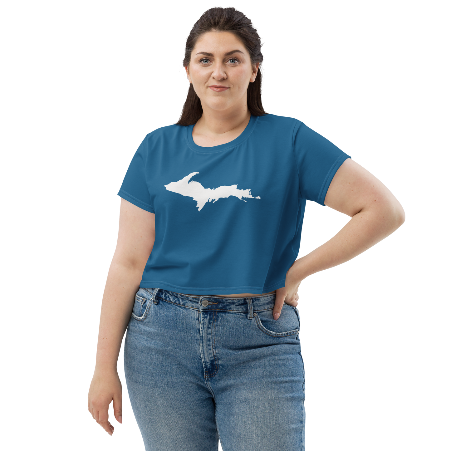 Michigan Upper Peninsula Crop Top (w/ UP Outline) | Sporty - Blueberry