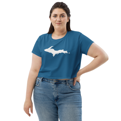 Michigan Upper Peninsula Crop Top (w/ UP Outline) | Sporty - Blueberry