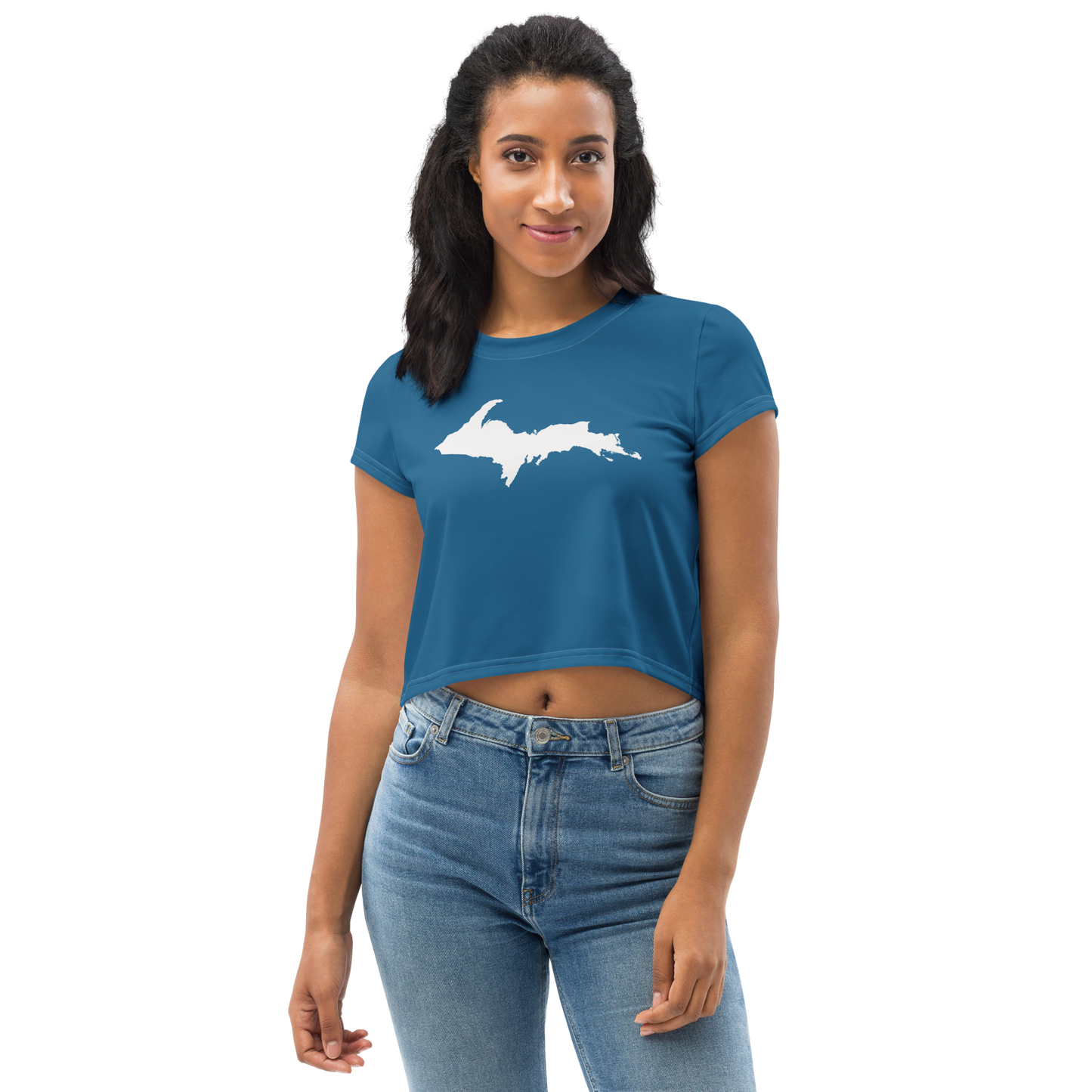 Michigan Upper Peninsula Crop Top (w/ UP Outline) | Sporty - Blueberry