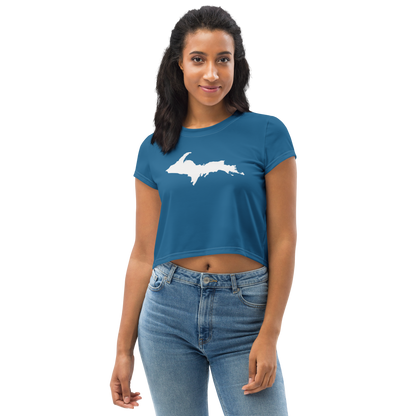 Michigan Upper Peninsula Crop Top (w/ UP Outline) | Sporty - Blueberry