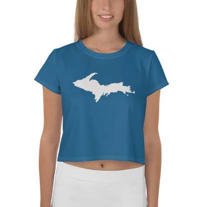 Michigan Upper Peninsula Crop Top (w/ UP Outline) | Sporty - Blueberry