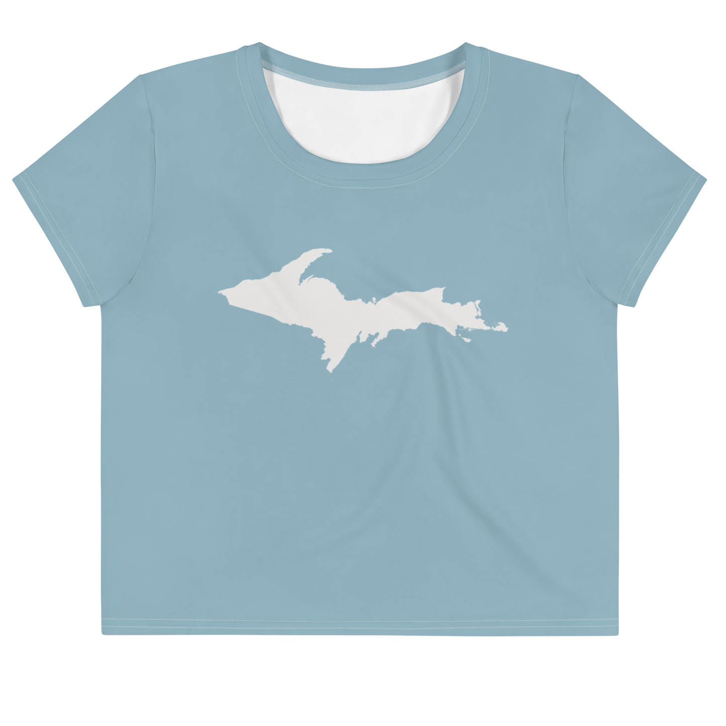 Michigan Upper Peninsula Crop Top (w/ UP Outline) | Sporty - Opal Blue