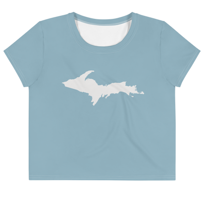 Michigan Upper Peninsula Crop Top (w/ UP Outline) | Sporty - Opal Blue