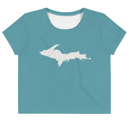 Michigan Upper Peninsula Crop Top (w/ UP Outline) | Sporty - Lake Huron Blue