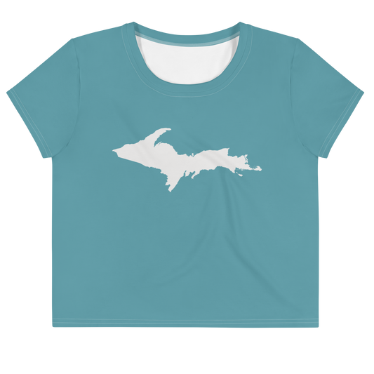 Michigan Upper Peninsula Crop Top (w/ UP Outline) | Sporty - Lake Huron Blue