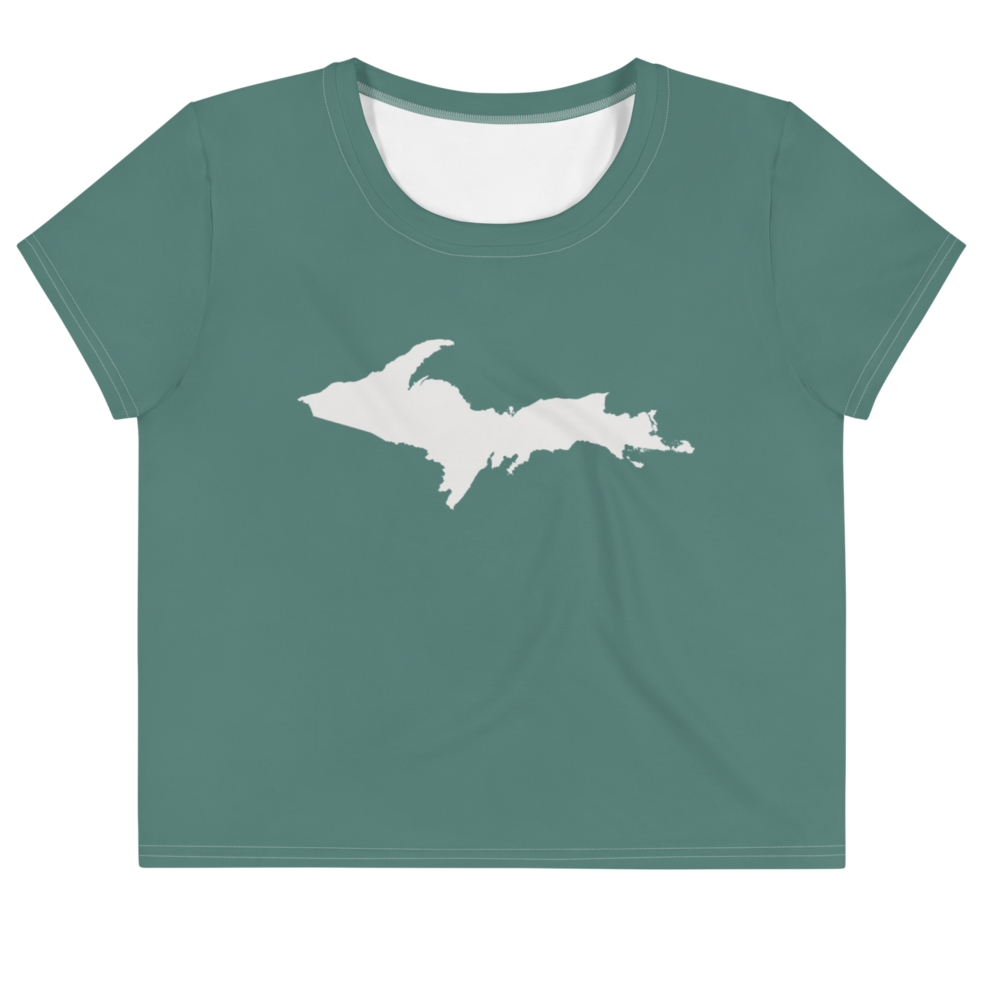 Michigan Upper Peninsula Crop Top (w/ UP Outline) | Sporty - Copper Green