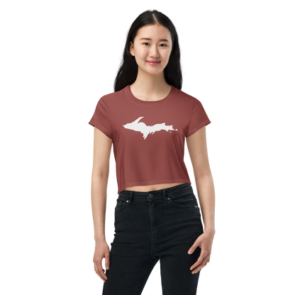 Michigan Upper Peninsula Crop Top (w/ UP Outline) | Sporty - Ore Dock Red