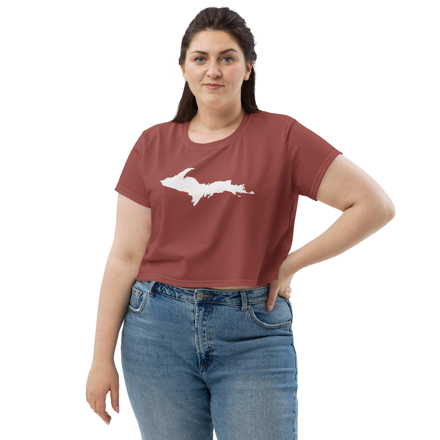 Michigan Upper Peninsula Crop Top (w/ UP Outline) | Sporty - Ore Dock Red