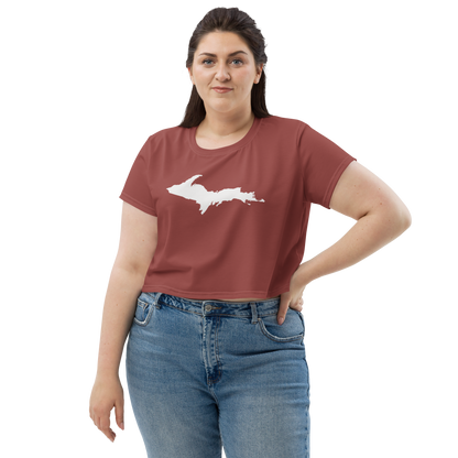 Michigan Upper Peninsula Crop Top (w/ UP Outline) | Sporty - Ore Dock Red