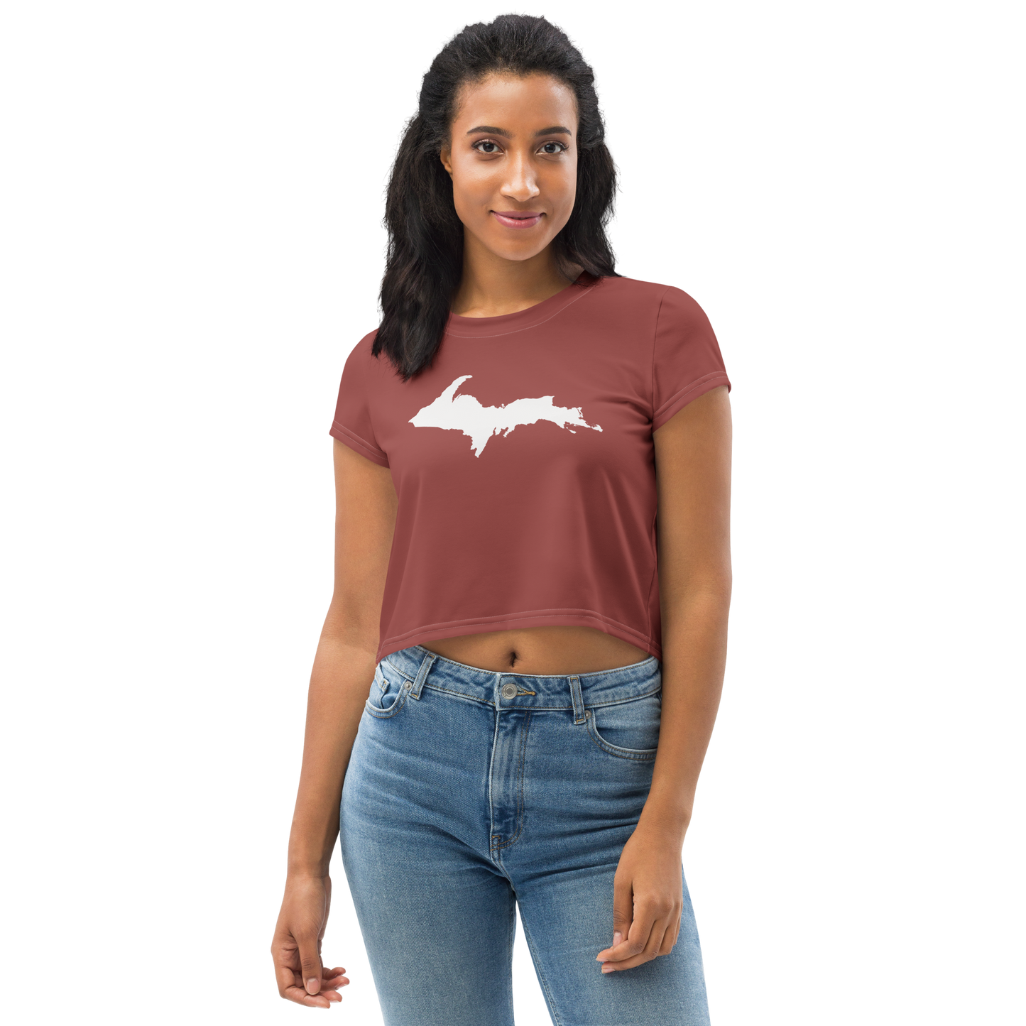 Michigan Upper Peninsula Crop Top (w/ UP Outline) | Sporty - Ore Dock Red