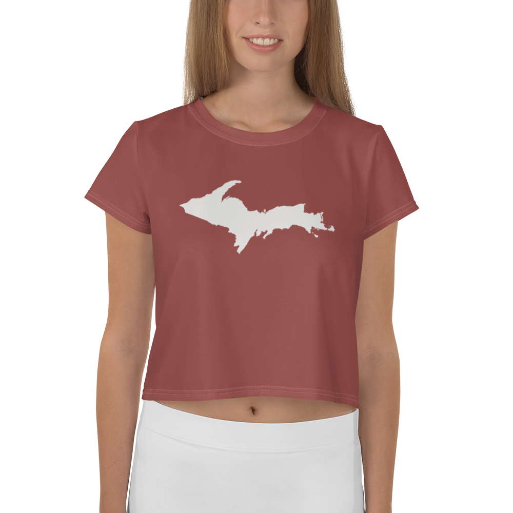 Michigan Upper Peninsula Crop Top (w/ UP Outline) | Sporty - Ore Dock Red