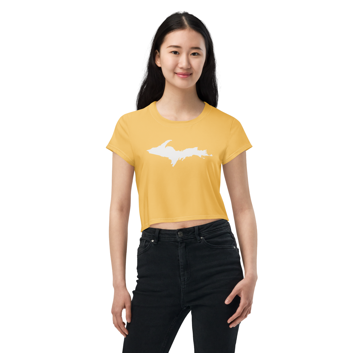 Michigan Upper Peninsula Crop Top (w/ UP Outline) | Sporty - Citrine