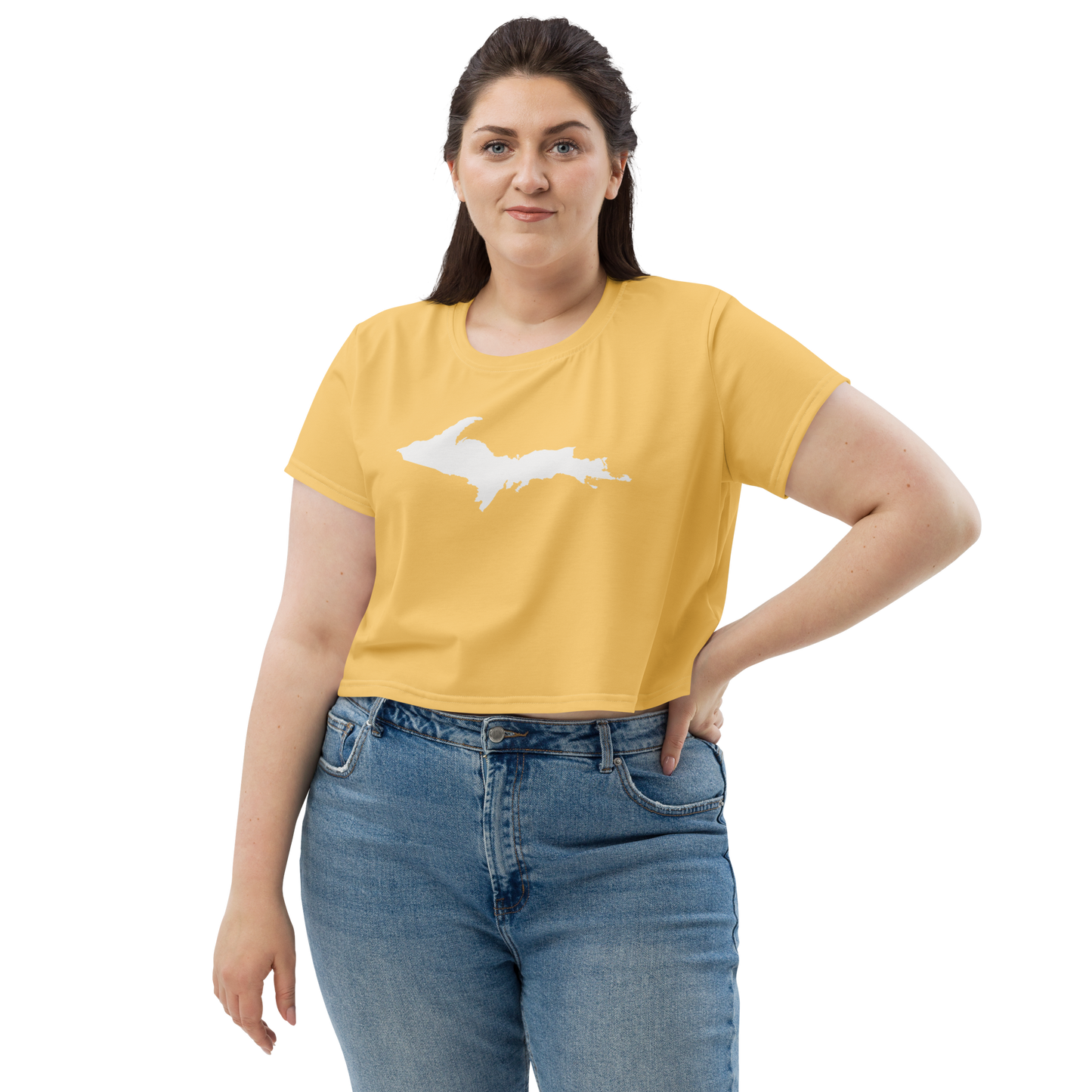 Michigan Upper Peninsula Crop Top (w/ UP Outline) | Sporty - Citrine