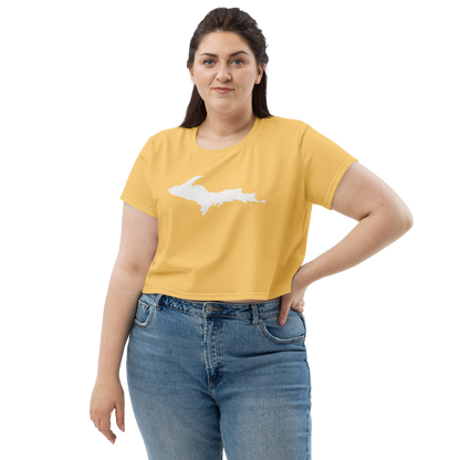 Michigan Upper Peninsula Crop Top (w/ UP Outline) | Sporty - Citrine