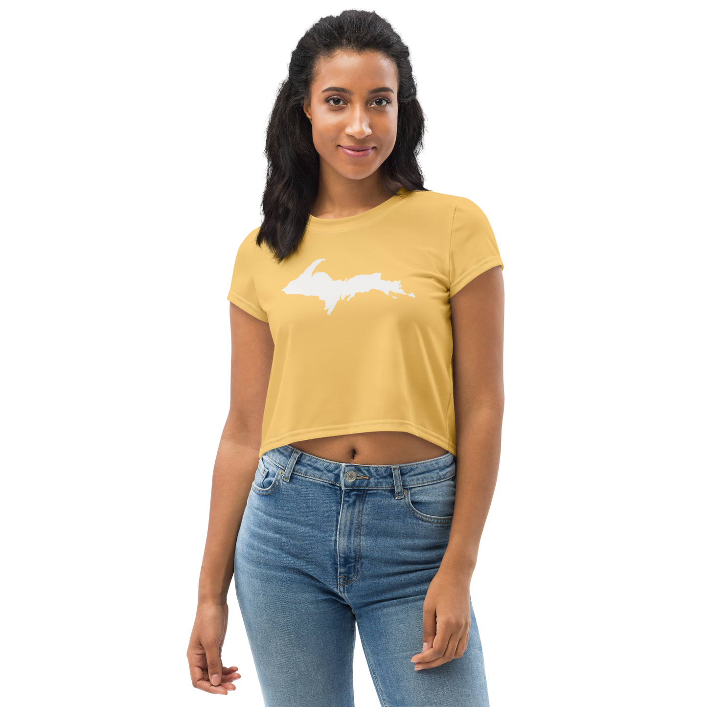 Michigan Upper Peninsula Crop Top (w/ UP Outline) | Sporty - Citrine