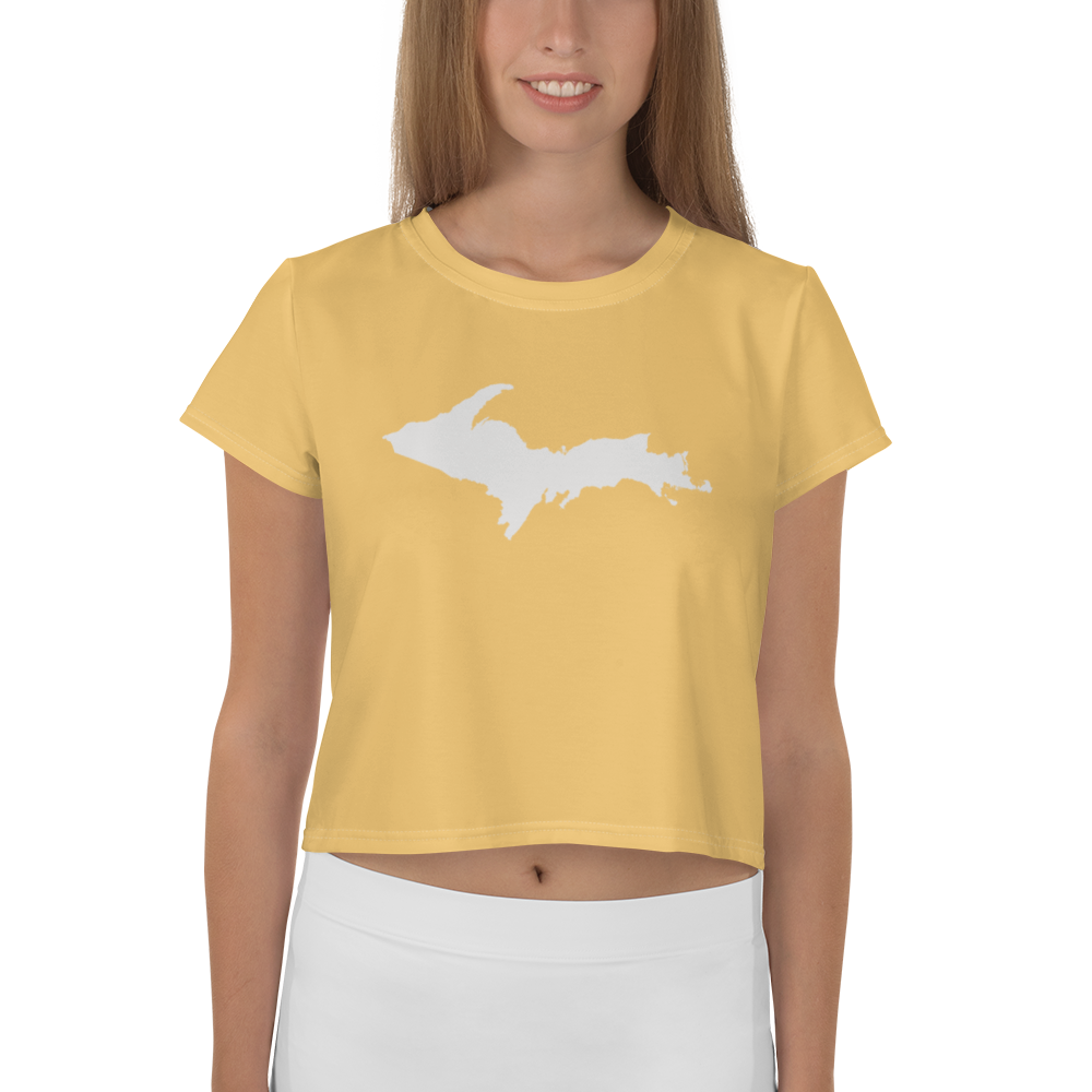 Michigan Upper Peninsula Crop Top (w/ UP Outline) | Sporty - Citrine