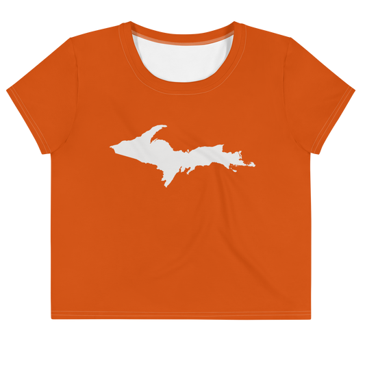 Michigan Upper Peninsula Crop Top (w/ UP Outline) | Sporty - Maple Leaf Orange