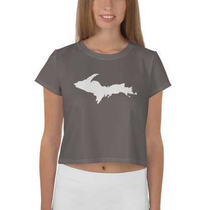 Michigan Upper Peninsula Crop Top (w/ UP Outline) | Sporty - Warren Tank Grey