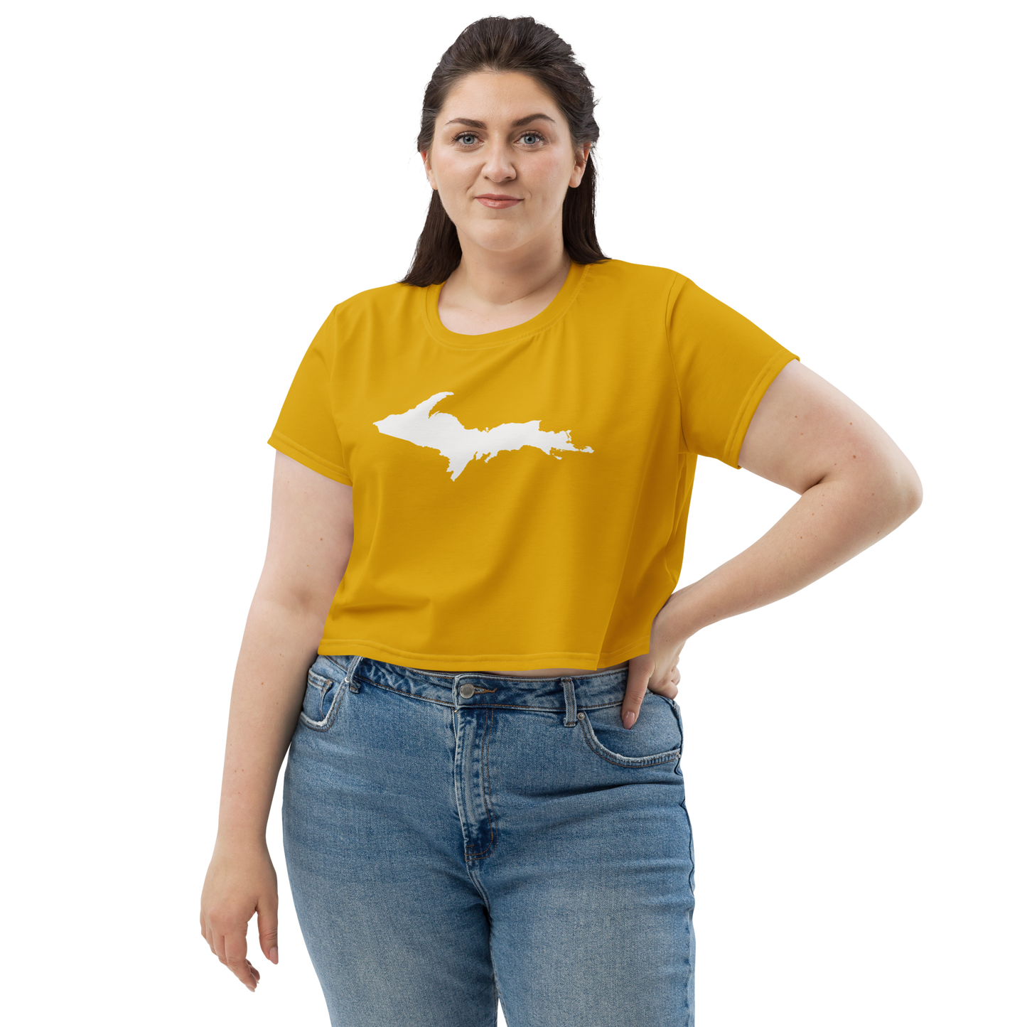 Michigan Upper Peninsula Crop Top (w/ UP Outline) | Sporty - Gold