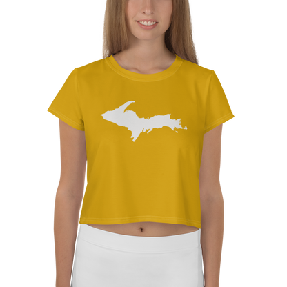 Michigan Upper Peninsula Crop Top (w/ UP Outline) | Sporty - Gold