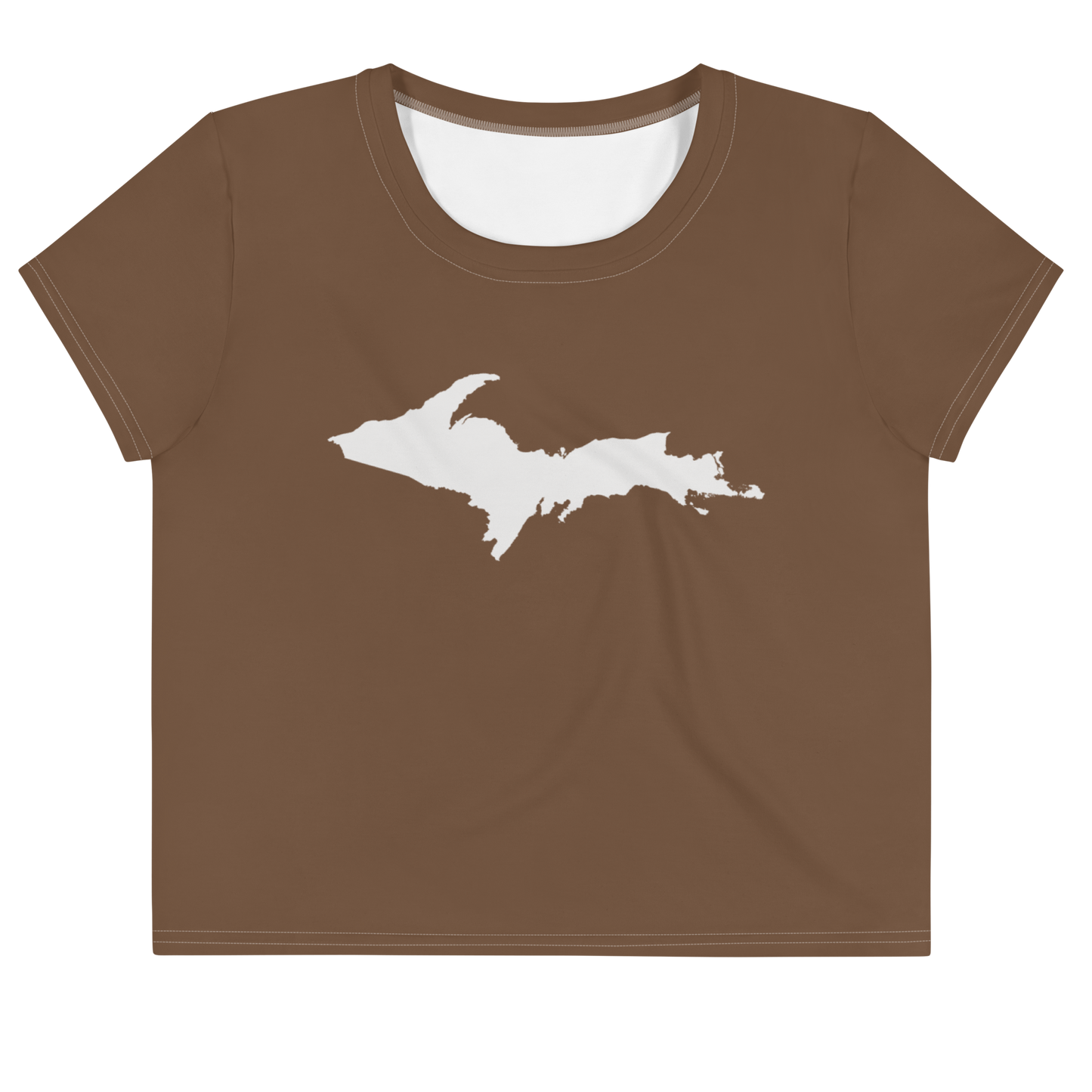 Michigan Upper Peninsula Crop Top (w/ UP Outline) | Sporty - Coffee Color