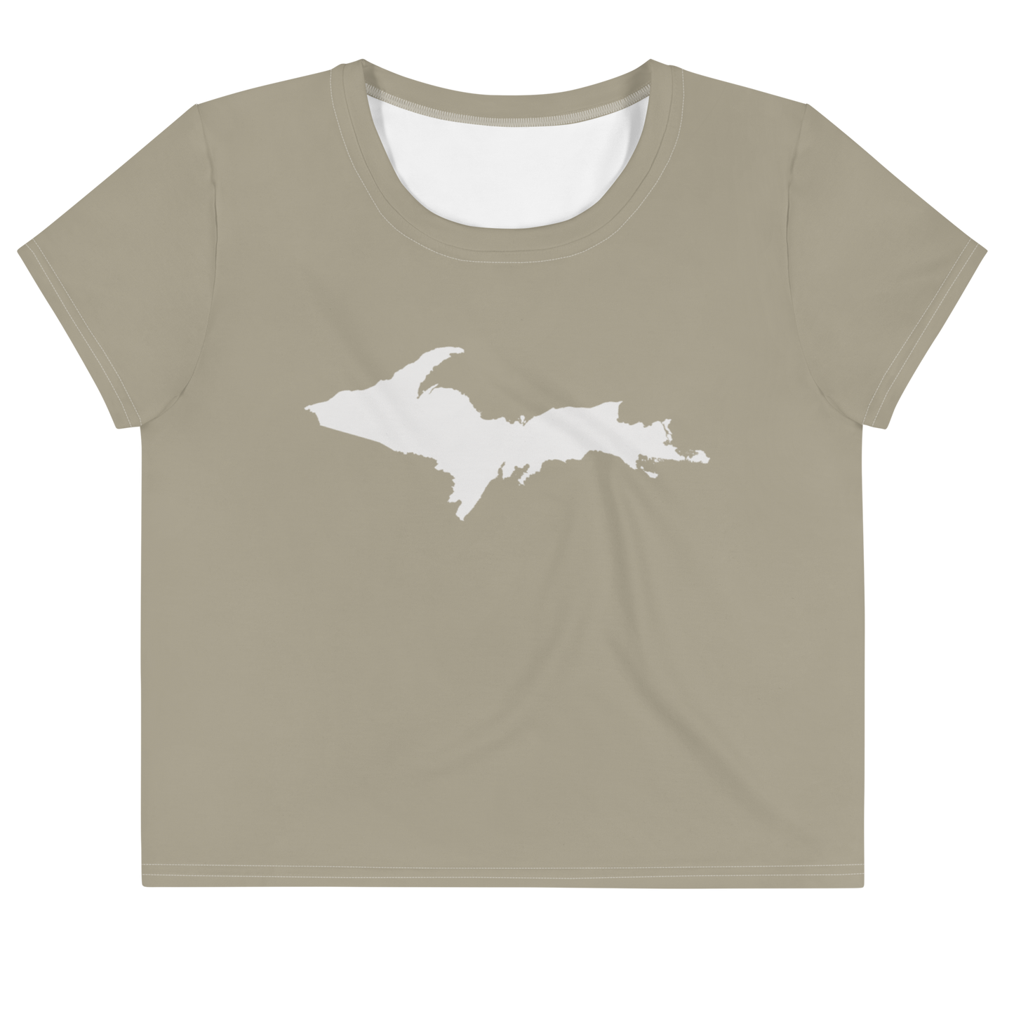 Michigan Upper Peninsula Crop Top (w/ UP Outline) | Sporty - Petoskey Stone Beige