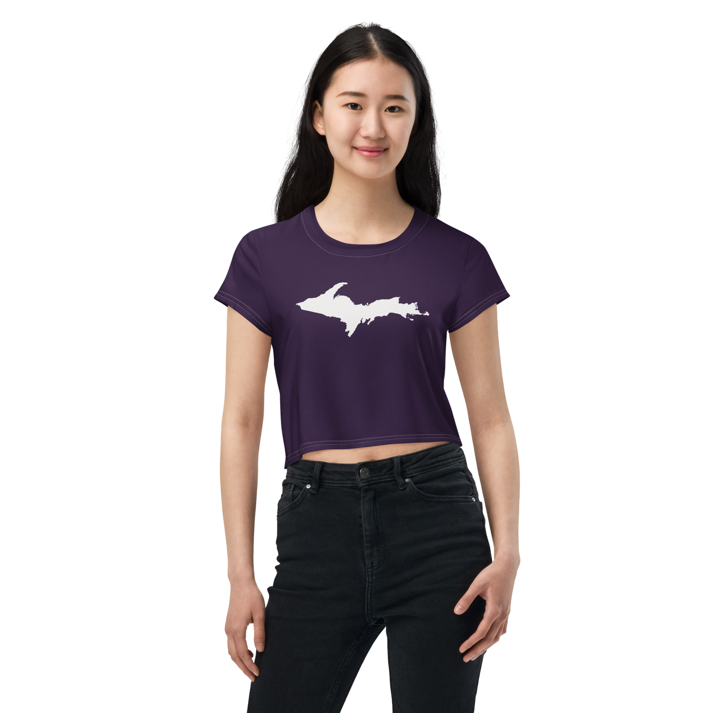 Michigan Upper Peninsula Crop Top (w/ UP Outline) | Sporty - Blackcurrant