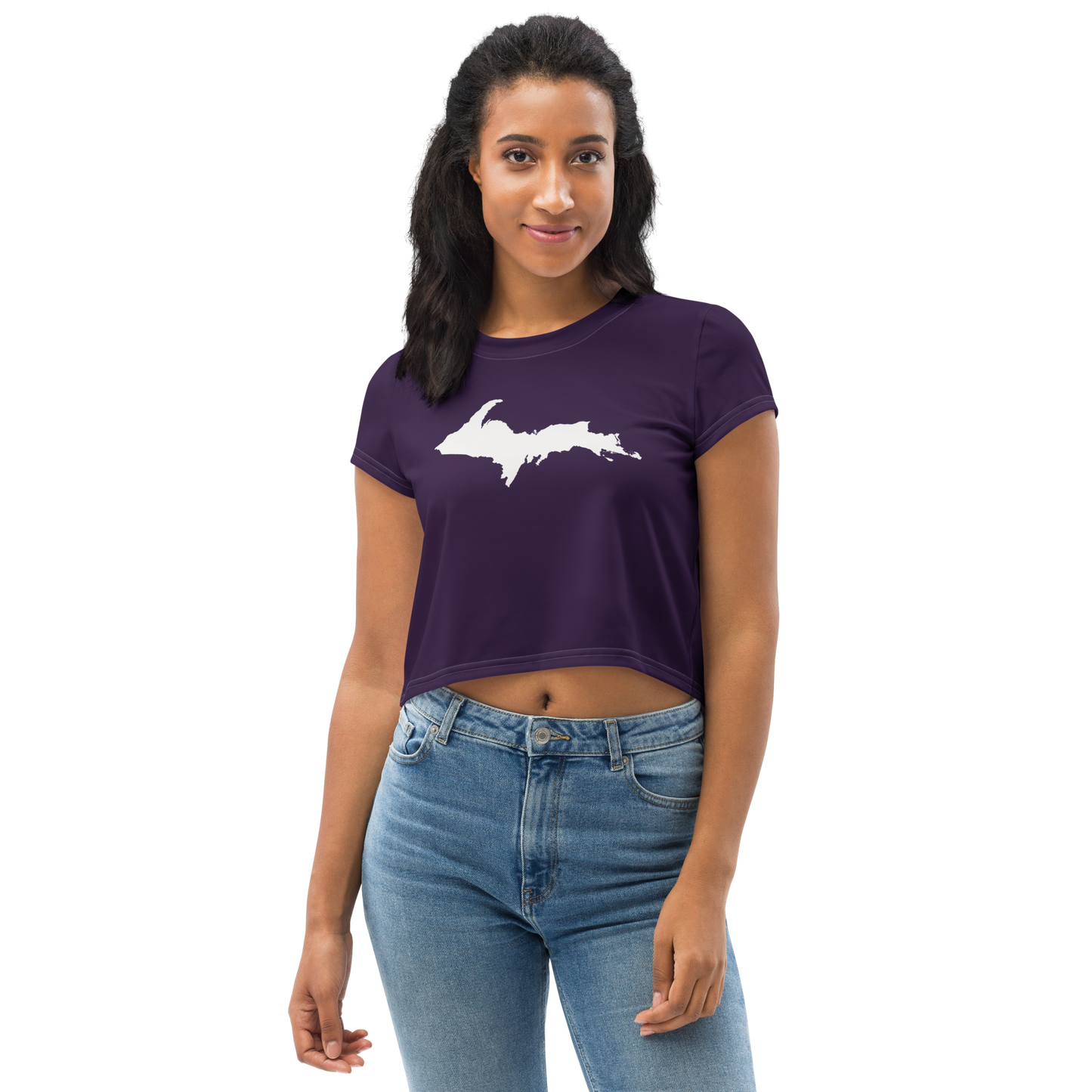 Michigan Upper Peninsula Crop Top (w/ UP Outline) | Sporty - Blackcurrant