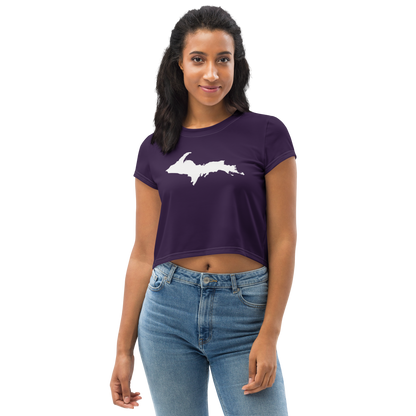 Michigan Upper Peninsula Crop Top (w/ UP Outline) | Sporty - Blackcurrant