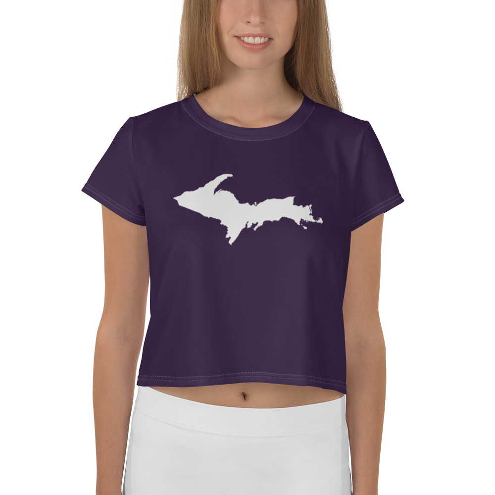 Michigan Upper Peninsula Crop Top (w/ UP Outline) | Sporty - Blackcurrant