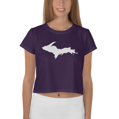 Michigan Upper Peninsula Crop Top (w/ UP Outline) | Sporty - Blackcurrant