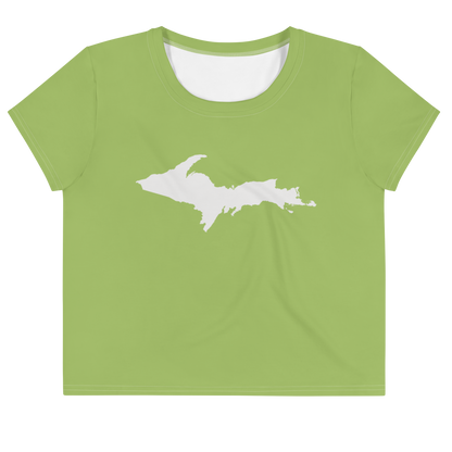 Michigan Upper Peninsula Crop Top (w/ UP Outline) | Sporty - Gooseberry Green