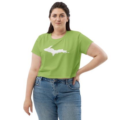 Michigan Upper Peninsula Crop Top (w/ UP Outline) | Sporty - Gooseberry Green