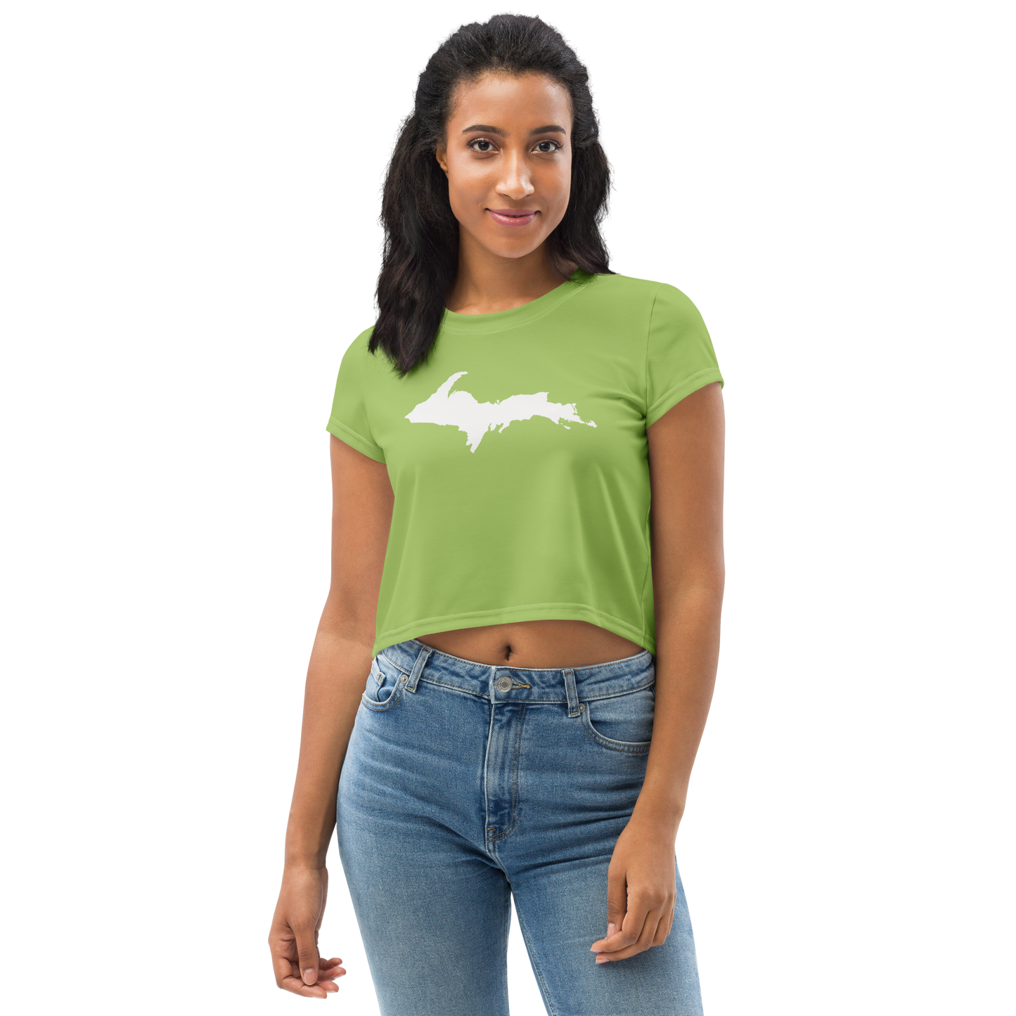 Michigan Upper Peninsula Crop Top (w/ UP Outline) | Sporty - Gooseberry Green