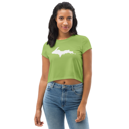 Michigan Upper Peninsula Crop Top (w/ UP Outline) | Sporty - Gooseberry Green