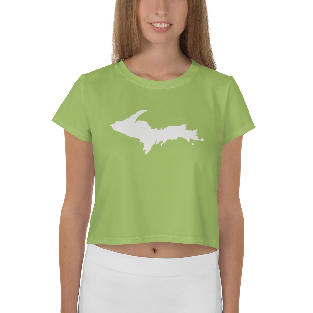 Michigan Upper Peninsula Crop Top (w/ UP Outline) | Sporty - Gooseberry Green