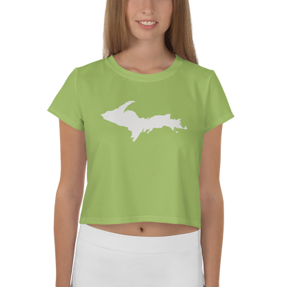 Michigan Upper Peninsula Crop Top (w/ UP Outline) | Sporty - Gooseberry Green