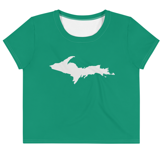 Michigan Upper Peninsula Crop Top (w/ UP Outline) | Sporty - Emerald Green