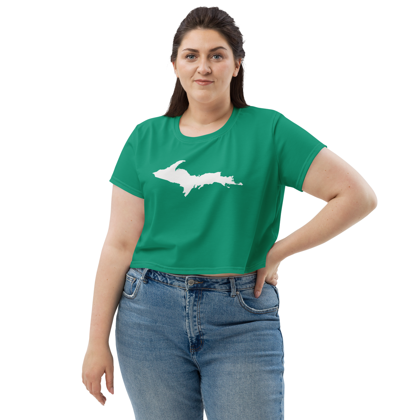 Michigan Upper Peninsula Crop Top (w/ UP Outline) | Sporty - Emerald Green