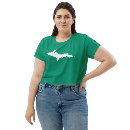 Michigan Upper Peninsula Crop Top (w/ UP Outline) | Sporty - Emerald Green