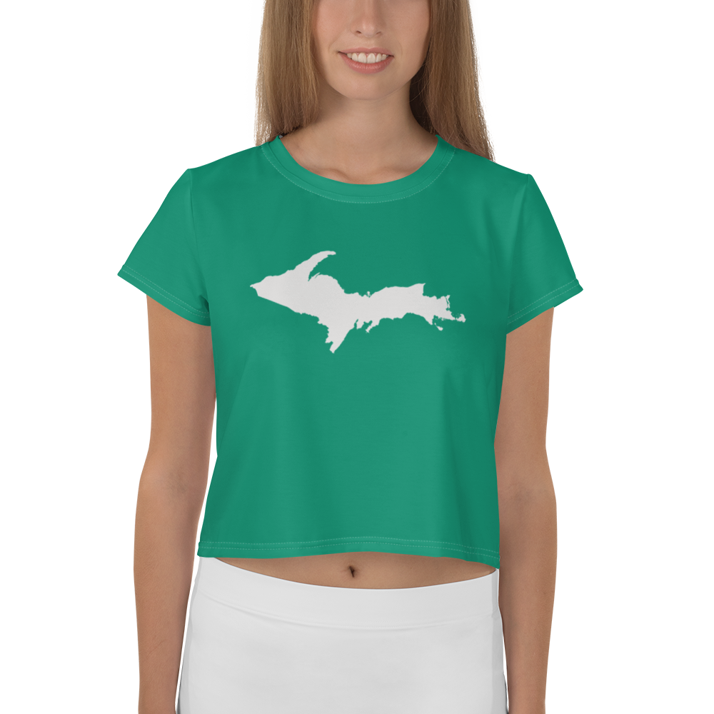 Michigan Upper Peninsula Crop Top (w/ UP Outline) | Sporty - Emerald Green