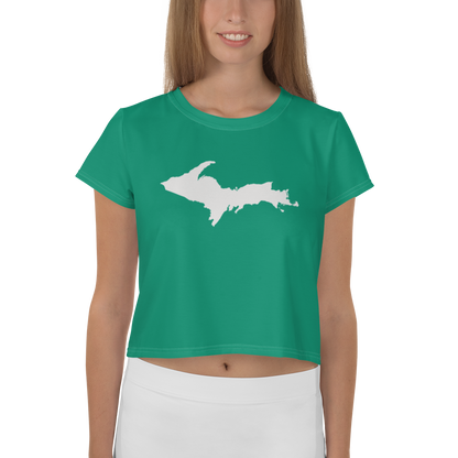 Michigan Upper Peninsula Crop Top (w/ UP Outline) | Sporty - Emerald Green