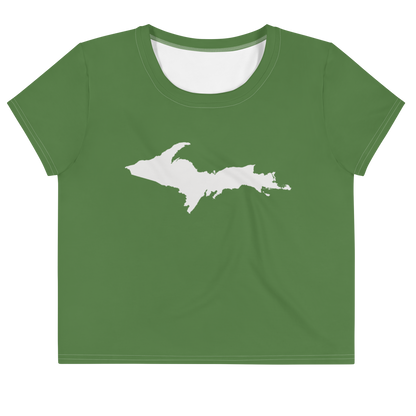 Michigan Upper Peninsula Crop Top (w/ UP Outline) | Sporty - Pine Green