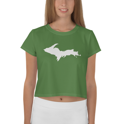 Michigan Upper Peninsula Crop Top (w/ UP Outline) | Sporty - Pine Green