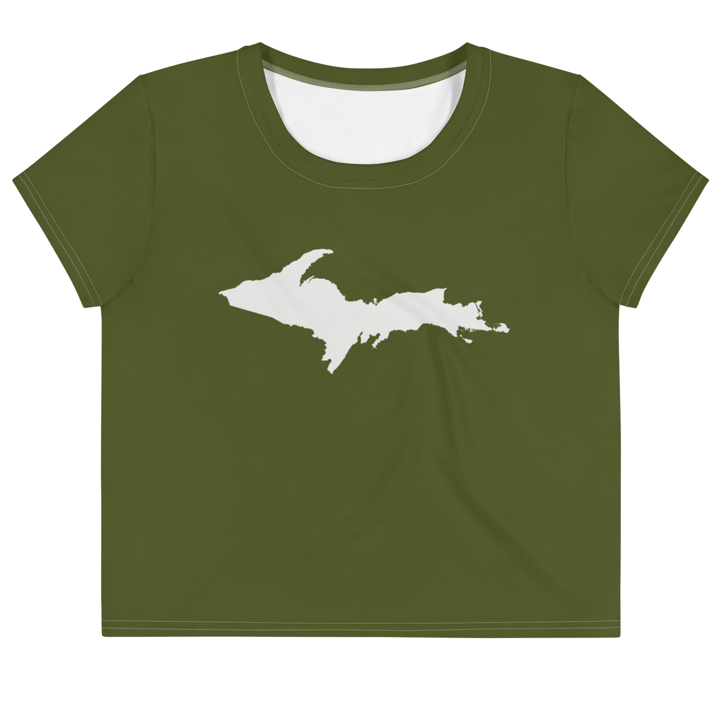 Michigan Upper Peninsula Crop Top (w/ UP Outline) | Sporty - Army Green